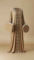 Champagne Gold Velvet Abaya With Crystal Embellishments