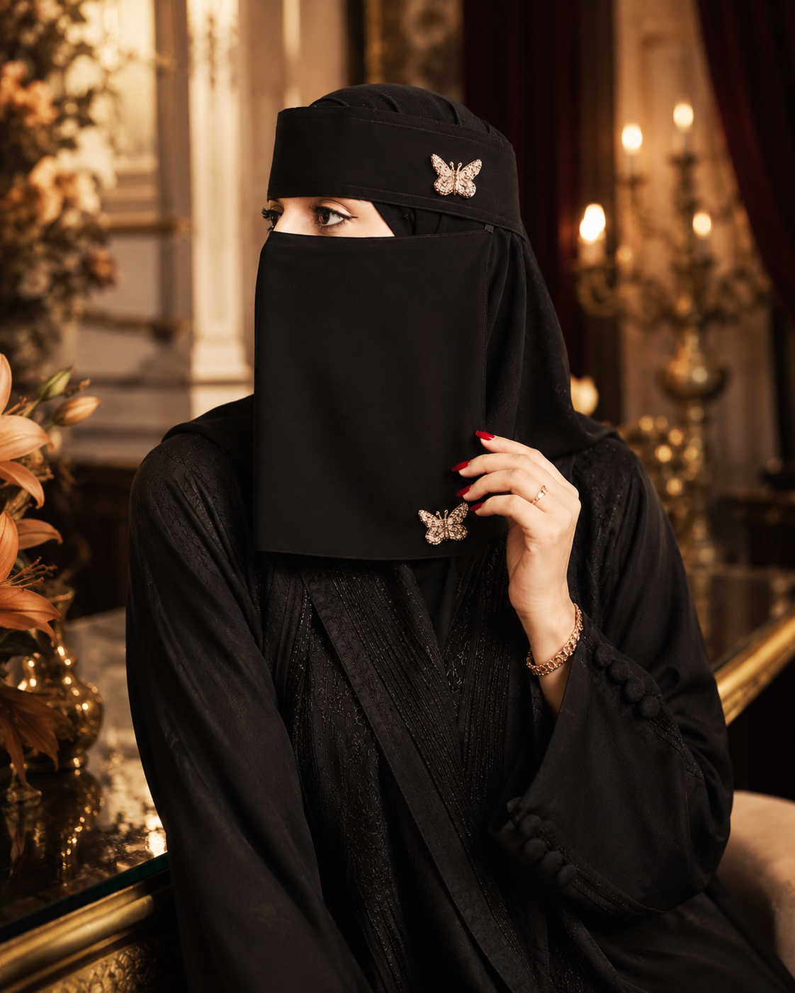 Butterfly Embellished Niqab