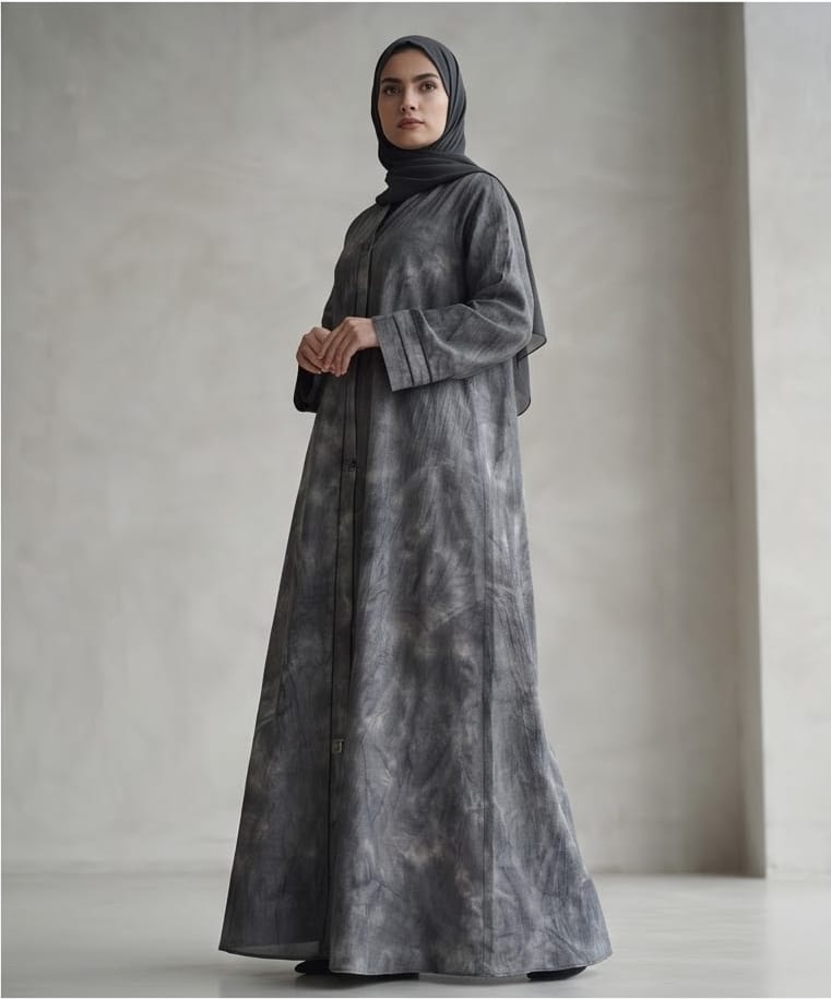 Marble Grey Printed Abaya