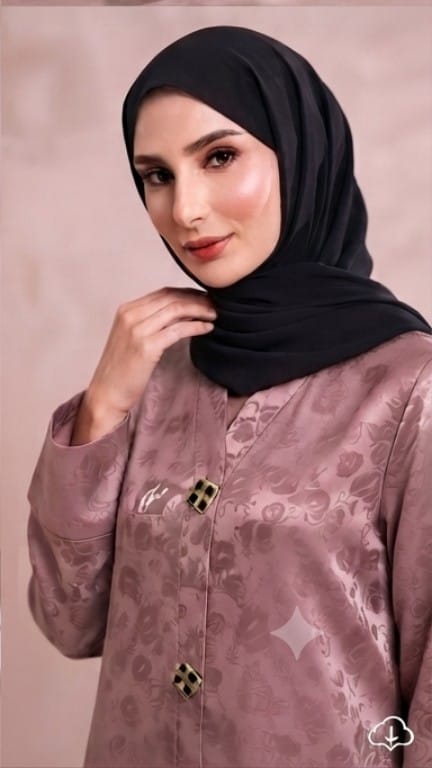 Dusty Rose Jacquard Printed Abaya