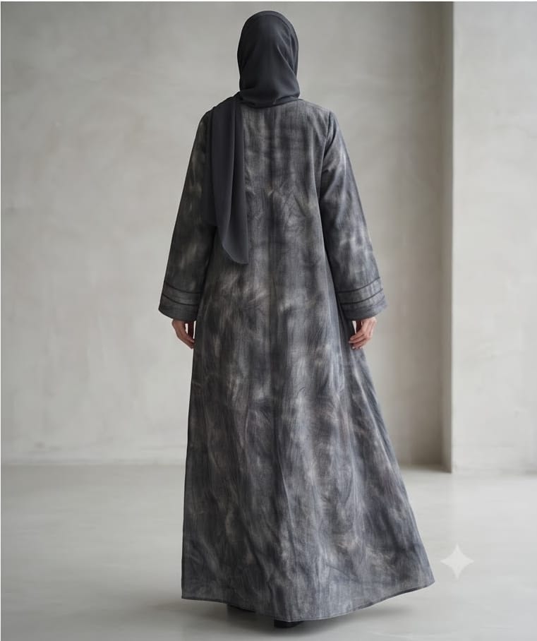 Marble Grey Printed Abaya