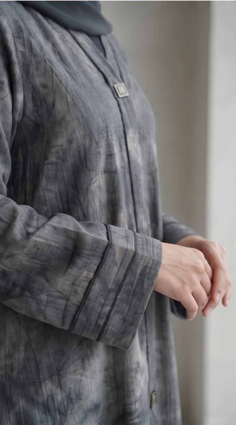 Marble Grey Printed Abaya