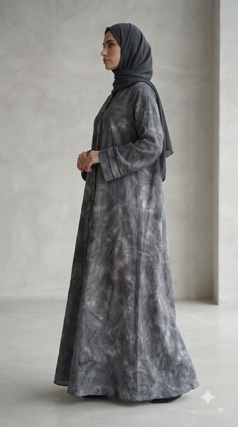 Marble Grey Printed Abaya