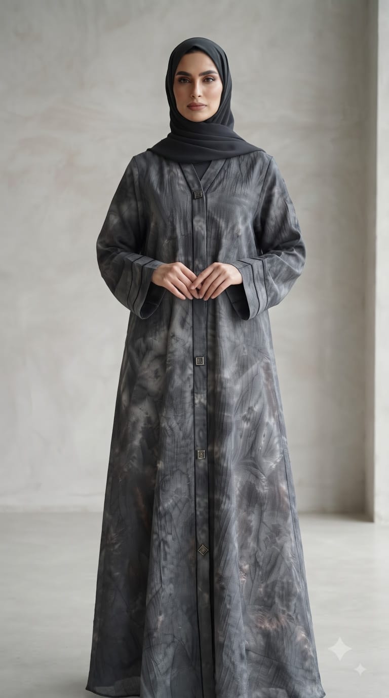 Marble Grey Printed Abaya