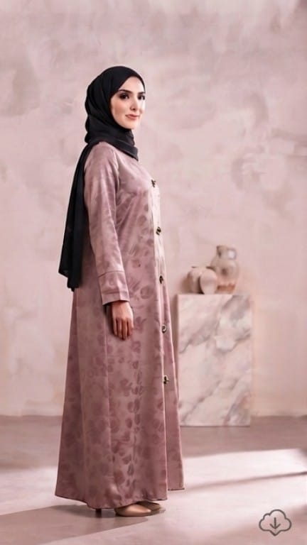Dusty Rose Jacquard Printed Abaya