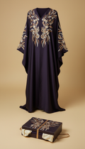 Imperial Plum Silk Embroidered Abaya