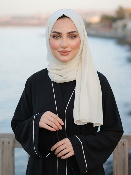 Classic Black Piping Open Abaya