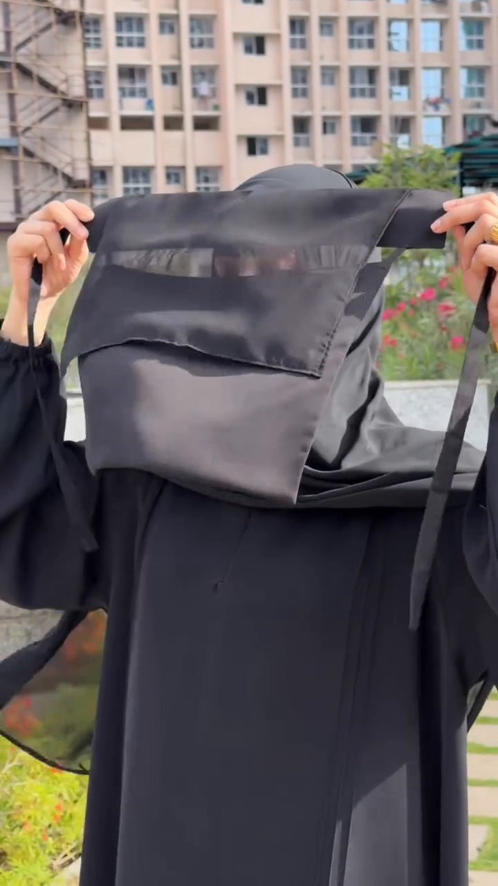 Premium Soudi Black Double-Layer Niqab (Naqab)